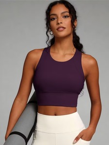 Female Longline Gym Tank Top High <b>Neck</b> Racerback Stretch Yoga Bra Soft <b>Padding</b> Workout Vest Activewear Manufacturer Clothing - Product Image 4
