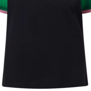 T-shirt décontracté pour femme, col rond, manches courtes, raglan, noir et vert, jersey respirant, 100% coton, coupe classique, printemps-été - Product Image 5