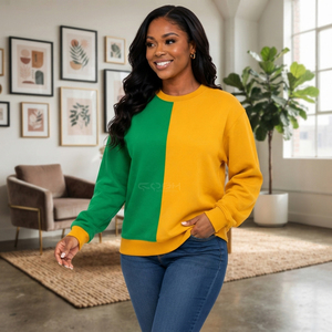Cosh International Acrylic Custom Logo Sisterhood Sorority Green Gold Crew Neck Two Tone Sweatshirt <b>Cardigan</b> <b>Sweaters</b> - Product Image 4