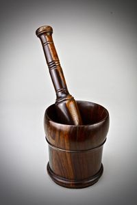 Natural Wood Mortar And Pestle Traditional Manual <b>Grinder</b> For Dry Masala <b>Herbs</b> Seeds And Spices - Product Image 4