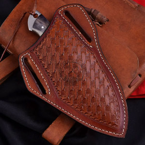 Nouvelle édition personnalisée, couteau de chasse et de dépecage à lame fixe pleine longueur en acier Damas, fait main, avec crochet à viande, ambidextre, manche en corne - Product Image 6