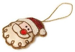 Ornement suspendu artisanal en perles et Zari – Décoration festive brodée pour arbre, idéal pour Pâques et la décoration intérieure saisonnière - Product Image 2