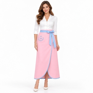 Wholesale Custom JJOA Jack and Jill of America Women <b>Wrap</b> <b>Maxi</b> <b>Skirt</b> Pink Blue Embroidered Bow High Waist Long <b>Skirt</b> - Product Image 3