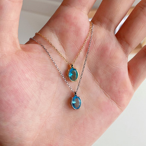 925 argent mer bleu tout match pendentif pierre de naissance femmes collier ras du cou bijoux pour maman grand-mère - Product Image 5