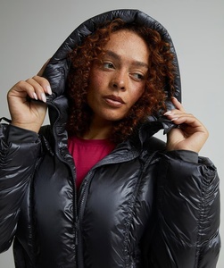 <b>Women</b> Solid Hooded Bomber <b>Jacket</b> Outdoor <b>Lightweight</b> <b>Waterproof</b> Nylon Lined Winter <b>Jacket</b> Regular Fit Custom Cropped Polyester - Product Image 5