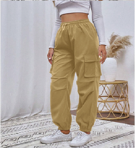 Pantalones Cargo de Verano para Mujer, Cintura Media, Antiarrugas, con Bolsillos Laterales con Solapa, Diseño de 4 Bolsillos, para Oficina y Fiesta - Product Image 2