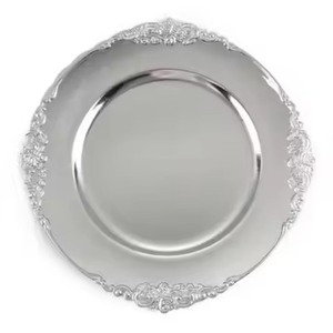 Assiette de présentation décorative haut de gamme en acier inoxydable, ronde, en métal, pour mariages, banquets, hôtels, restaurants et réceptions. - Product Image 5