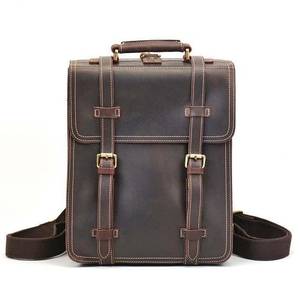 Functional Vintage Leather <b>Backpack</b> <b>Waterproof</b> Anti-Theft Laptop Rucksack Genuine Leather Satchel LBP-0380 - Product Image 1