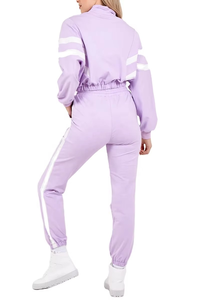 Ensemble de survêtement rayé noir, sweat-shirt à demi-zip long avec poches latérales, style décontracté, style automne - Product Image 6