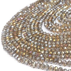 Cuentas de Cuarzo Ahumado Marrón de Alta Calidad, Cuarzo Hidro AB Místico Recubierto, Facetadas en Forma de Rondelle de 6mm, Hilo de 15 Pulgadas - Product Image 1