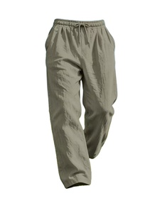 2026 Summer Vacation Men's Khaki 100% Cotton Woven Satin Solid Short Sleeve Shirt Long Pants Shorts Set Casual Beach 2pcs Quick - Product Image 3