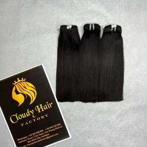 Extensiones de Cabello Virgen Natural Liso de 12 Pulgadas, Cabello Brasileño Vietnamita con Encaje, Negro Natural, Venta al por Mayor de Fábrica, Sin Químicos - Product Image 2