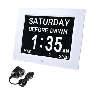 8 Inch White LCD Desk & <b>Table</b> <b>Clock</b> - Product Image 1
