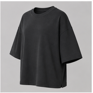 Camiseta Oversize de Mujer con Cuello Redondo y Mangas hasta el Codo en Color Carbón WTS-0006 - Product Image 4