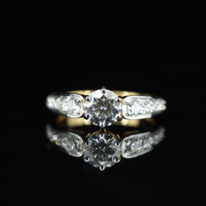 Simulation Moissanite 18K Gold Plated Trendy Couple Rings Wedding Proposal Six Claw Ring - Product Image 1