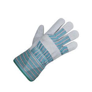 Gants de travail en cuir fendu à prix abordable, avec protection dorsale en coton tricoté à pois pour la construction et la sécurité des mains - Product Image 2