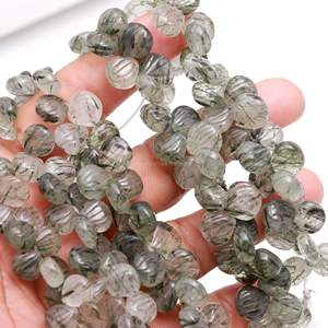 Cuentas de Rutilo Negro Natural Talladas a Mano, Cuentas de Piedras Preciosas Talladas a Mano, Cuentas de Rutilo Negro con Perforación Lateral para la Fabricación de Joyas - Product Image 6