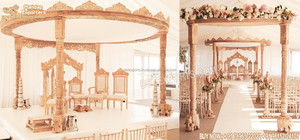 Magnifique mandap indien en bois pour un grand mariage hindou, sculpture florale sur pilier, design floral, mandap en bois, Canada - Product Image 5