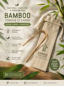 Nettoyeur et brosse à langue en bambou naturel, écologique, biodégradable, portable, outil d'hygiène bucco-dentaire pour une utilisation quotidienne à domicile - Product Image 1