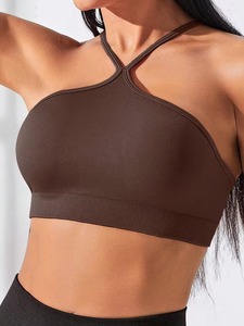 Ladies Seamless <b>Cross</b> Front Fitness Bra Wireless High Elasticity Gym Tank Compression Padded Active Wear <b>Top</b> OEM Factory - Product Image 1