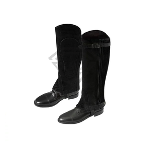 Leather Equestrian Horse Riding <b>Half</b> <b>Chaps</b> Leg Cover Protector High Waist Zipper Closure Cheap Price OEM Custom Wholesale - Product Image 3