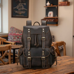 Luxury Waterproof Leather Laptop Bag Anti-Theft Vintage Travel Rucksack Genuine Leather Multi-Pocket LBP-0434 - Product Image 2