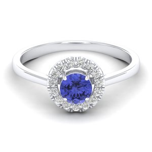 Bagues de fiançailles pour femmes REYES, haute qualité, or 14 carats, diamant certifié IGI, pierre précieuse tanzanite taille ronde 0,5 carat. - Product Image 6