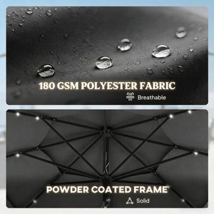 Ombrellone da Giardino/Spiaggia Impermeabile in Poliestere da 3m (10ft) per Cortile, Palestra, Hotel, Parco e Spiaggia (Raggio 3m, Base Esclusa) - Product Image 3