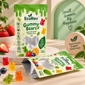 แครนเบอร์รี่อบแห้ง EcoRev 50 กรัม บรรจุในซองธรรมชาติ ไม่เติมน้ำตาล ขนมขบเคี้ยวอุดมด้วยสารต้านอนุมูลอิสระ ผลไม้อบแห้ง เกรดอาหาร บรรจุในถุง PE/VMPET แบบตั้งได้ - Product Image 1