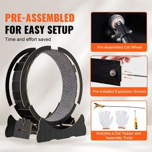 Grande ruota per esercizi per interni con moquette staccabile da 43.3 pollici per gatti che corrono/camminano/allenano la maggior parte dei gatti ruota per tapis roulant per gatti - Product Image 5