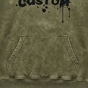 Ensemble de survêtement 2-en-1 pour homme, vert olive, à capuche, épais, imprimé flamme néon, streetwear, longueur intégrale, avec cordon de serrage et poches, coupe classique - Product Image 5