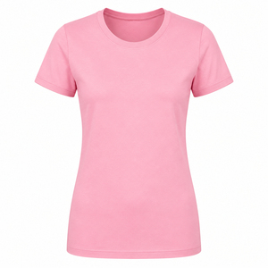 Camiseta Personalizada de Cuello Redondo y Manga Corta para Mujer, Color Sólido, 100% Algodón, Tejido Transpirable, Corte Regular, Logotipo Impreso - Product Image 1