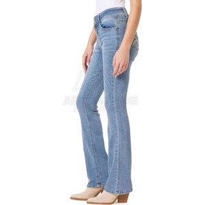 Pantalones Vaqueros de Algodón 100% para Mujer, Cintura Media, Tela Elástica, Suaves, Cómodos, Elegantes, Casuales, de Corte Recto - Product Image 3
