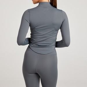 Sudadera de media cremallera personalizada al por mayor de alta calidad para mujer, de manga larga, para yoga, deporte, fitness y running, ajustada, para otoño e invierno. - Product Image 4