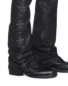 New Trendy Hot Sale Mens <b>Bell</b> Bottom Waxed Denim Jeans Breathable Lightweight Solid - Product Image 4