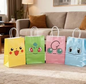 Sacs cadeaux en papier kraft pour <span class=keywords><strong>bébé</strong></span>, thème Pikachu, impression personnalisée tendance, dessin animé - Product Image 6