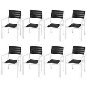 Set da pranzo all'aperto 9 pezzi da tavolo WPC e alluminio nero per uso giardino - Product Image 5