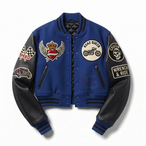 Custom Varisty <b>Jacket</b> Winter Leather Sleeves Wool Baseball embroidery patch Letterman Vintage Varsity Genuine Leather <b>jackets</b> - Product Image 5