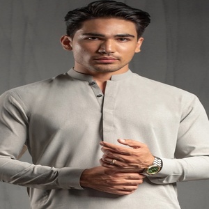<b>Men's</b> Salwar Kameez Pakistani Gents <b>Kurta</b> Set Shalwar Cotton Fabric Pajama Suits Ready to Wear Muslim Dresses - Product Image 4
