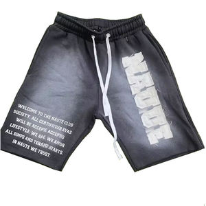 Custom Distressed Acid Wash Heavyweight Cotton Worsted Breathable <b>Quick</b> <b>Dry</b> Drawstring Closure Streetwear <b>Men</b> Raw Edge <b>Shorts</b> - Product Image 2