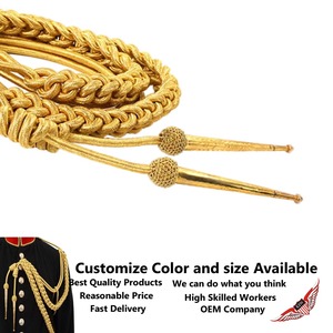 Gold <b>Braided</b> Metallic <b>Cord</b> With Brass Tips For Garment Classical Strand Aiguillette - Product Image 3