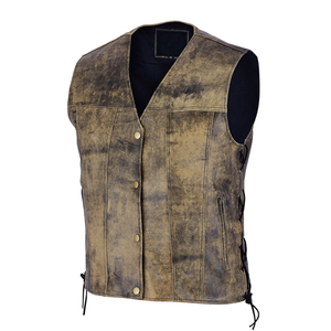 <b>Men's</b> Plus Size Vintage Washed V-Neck <b>Vest</b> Single Breasted Button Closure Outer Wear Regular Fit Canvas Material - Product Image 3