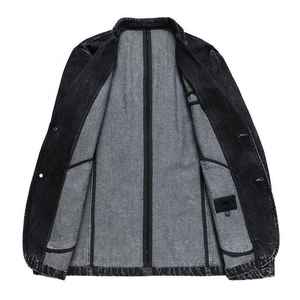 แจ็คเก็ตยีนส์ฤดูหนาวราคาดีที่สุดสำหรับผู้ชาย ออกแบบโลโก้ได้ตามต้องการ คุณภาพสูง สีพื้น สตรีทแวร์ - Product Image 4