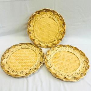 Premium Handmade Bamboo <b>Basket</b> Set of 3 Vietnamese Serving Tray Boho Flat <b>Basket</b> Wall Decor OEM Vietnam Supplier - Product Image 4