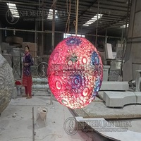 Décoration suspendue en fibre optique et éclairage, motif lune sculptée dorée, haute qualité pour mariage, événement, décoration intérieure