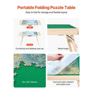 Portable 1500 Piece Jigsaw Puzzle <b>Table</b> with <b>Folding</b> Legs 4 Drawers Cover 34x25 Wooden Board Felt Surface Accessory - Product Image 6