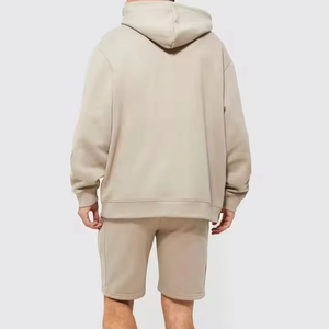 Conjunto Casual de 2 Piezas para Hombre, Sudadera con Capucha y Pantalones Cortos de Felpa de Algodón de Color Sólido, Ropa de Verano - Product Image 6