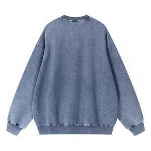 เสื้อสเวตเชิ้ตคอกลมทรงปกติแบบเรียบง่ายสำหรับผู้ชาย ล้างสีแบบแอซิดวอช ราคาขายส่ง ขายดีที่สุด ขนาดและดีไซน์สั่งทำได้ เสื้อสเวตเชิ้ตพื้นฐาน - Product Image 3