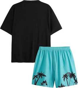 ชุดกีฬาลำลองสองชิ้นสำหรับผู้ชายแบบใหม่เอี่ยม เสื้อยืดและกางเกงขาสั้นระบายอากาศสำหรับฤดูร้อน เหมาะสำหรับวิ่ง เล่นบาสเกตบอล และออกกำลังกาย - Product Image 2