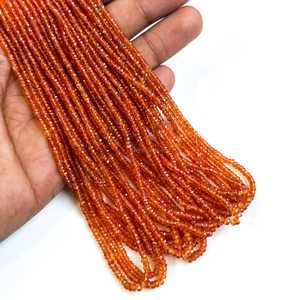 Perles facettées en saphir orange naturel, 16 pouces, 2,2-4 mm, perles de pierres précieuses en saphir orange pour la fabrication de bijoux, vente en gros - Product Image 4